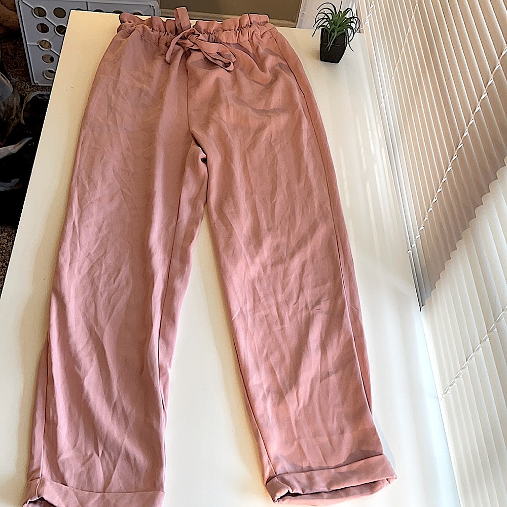 Pink Paper-bag Pants